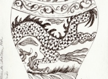 bouganvillea_ink-watercolour_-chinese-vase_ink_carolleebeckx-com_