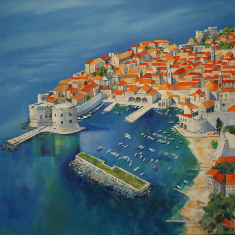 Dubrovnik Harbour, oil on canvas, 900mm x 900mm