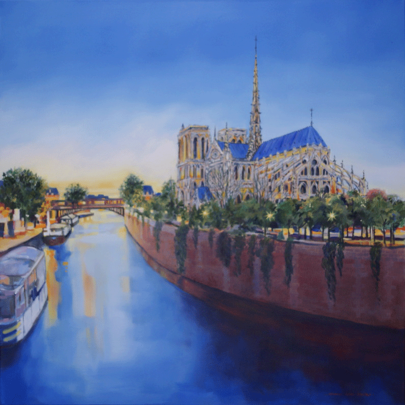 Notre Dame from the Seine, oil on canvas, 900mm x 900mm
