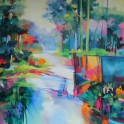 Bunya Riverside oil on canvas 1000mm x 1000mm