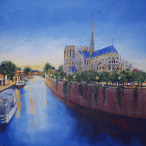 Notre Dame from the Seine - evening